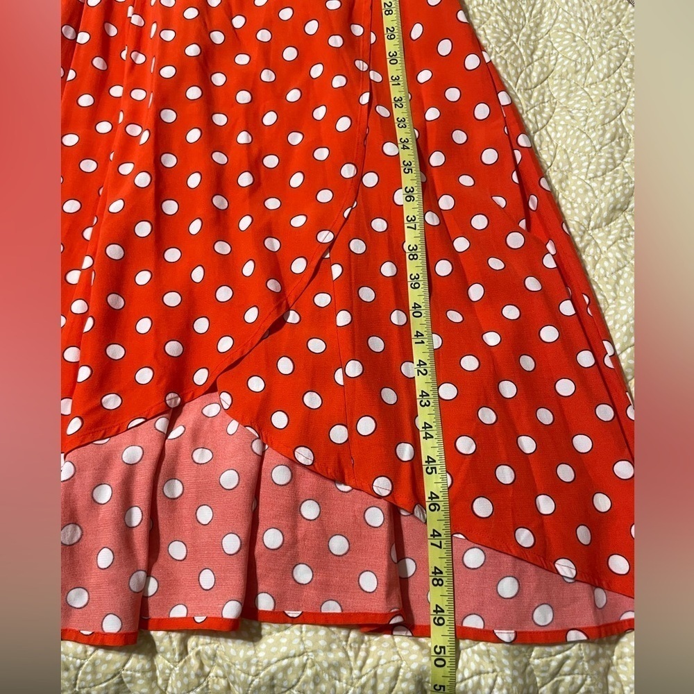 NWT Boden Antonia Polka Dot Cap Sleeve Midi Wrap Dress Blood Orange Size 6R - Picture 12 of 16